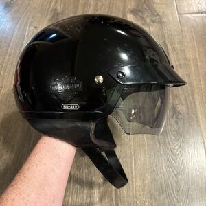 Harley Davidson DOT Men's Small Black Logo Half Helmet with Sun Shield HD-S1V